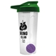 a translucent frost tumbler & green lid & violet mixing ball endurance shaker tumbler with drink - thru lid and mixing ball