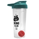 a translucent frost tumbler & teal lid & red mixing ball endurance shaker tumbler with drink - thru lid and mixing ball