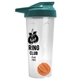 a translucent frost tumbler & teal lid & orange mixing ball endurance shaker tumbler with drink - thru lid and mixing ball