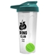 a translucent frost tumbler & teal lid & lime green mixing ball endurance shaker tumbler with drink - thru lid and mixing ball