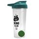 a translucent frost tumbler & teal lid & green mixing ball endurance shaker tumbler with drink - thru lid and mixing ball