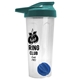 a translucent frost tumbler & teal lid & royal blue mixing ball endurance shaker tumbler with drink - thru lid and mixing ball
