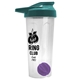 a translucent frost tumbler & teal lid & violet mixing ball endurance shaker tumbler with drink - thru lid and mixing ball