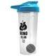 a translucent frost tumbler & cyan lid & gray mixing ball endurance shaker tumbler with drink - thru lid and mixing ball