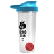 a translucent frost tumbler & cyan lid & red mixing ball endurance shaker tumbler with drink - thru lid and mixing ball