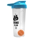 a translucent frost tumbler & cyan lid & orange mixing ball endurance shaker tumbler with drink - thru lid and mixing ball