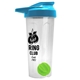 a translucent frost tumbler & cyan lid & lime green mixing ball endurance shaker tumbler with drink - thru lid and mixing ball