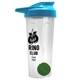 a translucent frost tumbler & cyan lid & green mixing ball endurance shaker tumbler with drink - thru lid and mixing ball