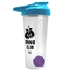 a translucent frost tumbler & cyan lid & violet mixing ball endurance shaker tumbler with drink - thru lid and mixing ball
