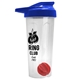 a translucent frost tumbler & royal blue lid & red mixing ball endurance shaker tumbler with drink - thru lid and mixing ball