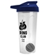 a translucent frost tumbler & navy blue lid & gray mixing ball endurance shaker tumbler with drink - thru lid and mixing ball
