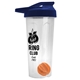 a translucent frost tumbler & navy blue lid & orange mixing ball endurance shaker tumbler with drink - thru lid and mixing ball