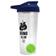 a translucent frost tumbler & navy blue lid & lime green mixing ball endurance shaker tumbler with drink - thru lid and mixing ball