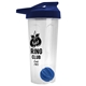 a translucent frost tumbler & navy blue lid & royal blue mixing ball endurance shaker tumbler with drink - thru lid and mixing ball
