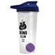 a translucent frost tumbler & navy blue lid & violet mixing ball endurance shaker tumbler with drink - thru lid and mixing ball