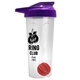 a translucent frost tumbler & violet lid & red mixing ball endurance shaker tumbler with drink - thru lid and mixing ball