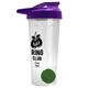 a translucent frost tumbler & violet lid & green mixing ball endurance shaker tumbler with drink - thru lid and mixing ball