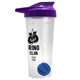 a translucent frost tumbler & violet lid & royal blue mixing ball endurance shaker tumbler with drink - thru lid and mixing ball
