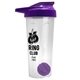 a translucent frost tumbler & violet lid & violet mixing ball endurance shaker tumbler with drink - thru lid and mixing ball