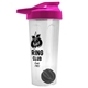 a translucent frost tumbler & pink lid & black mixing ball endurance shaker tumbler with drink - thru lid and mixing ball