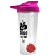 a translucent frost tumbler & pink lid & red mixing ball endurance shaker tumbler with drink - thru lid and mixing ball
