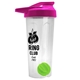 a translucent frost tumbler & pink lid & lime green mixing ball endurance shaker tumbler with drink - thru lid and mixing ball