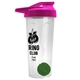 a translucent frost tumbler & pink lid & green mixing ball endurance shaker tumbler with drink - thru lid and mixing ball
