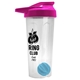 a translucent frost tumbler & pink lid & cyan mixing ball endurance shaker tumbler with drink - thru lid and mixing ball