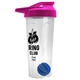 a translucent frost tumbler & pink lid & royal blue mixing ball endurance shaker tumbler with drink - thru lid and mixing ball