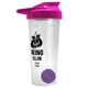 a translucent frost tumbler & pink lid & violet mixing ball endurance shaker tumbler with drink - thru lid and mixing ball