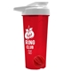 a translucent red tumbler & white lid & red mixing ball endurance shaker tumbler with drink - thru lid and mixing ball