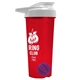 a translucent red tumbler & white lid & violet mixing ball endurance shaker tumbler with drink - thru lid and mixing ball