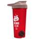 a translucent red tumbler & mocha mousse lid & black mixing ball endurance shaker tumbler with drink - thru lid and mixing ball