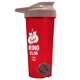 a translucent red tumbler & mocha mousse lid & gray mixing ball endurance shaker tumbler with drink - thru lid and mixing ball