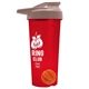 a translucent red tumbler & mocha mousse lid & orange mixing ball endurance shaker tumbler with drink - thru lid and mixing ball