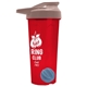 a translucent red tumbler & mocha mousse lid & cyan mixing ball endurance shaker tumbler with drink - thru lid and mixing ball