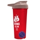 a translucent red tumbler & mocha mousse lid & royal blue mixing ball endurance shaker tumbler with drink - thru lid and mixing ball