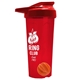 a translucent red tumbler & red lid & orange mixing ball endurance shaker tumbler with drink - thru lid and mixing ball