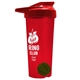 a translucent red tumbler & red lid & green mixing ball endurance shaker tumbler with drink - thru lid and mixing ball