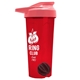 a translucent red tumbler & salmon lid & black mixing ball endurance shaker tumbler with drink - thru lid and mixing ball