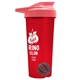 a translucent red tumbler & salmon lid & gray mixing ball endurance shaker tumbler with drink - thru lid and mixing ball
