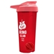 a translucent red tumbler & salmon lid & red mixing ball endurance shaker tumbler with drink - thru lid and mixing ball