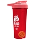 a translucent red tumbler & salmon lid & orange mixing ball endurance shaker tumbler with drink - thru lid and mixing ball