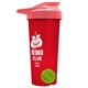 a translucent red tumbler & salmon lid & lime green mixing ball endurance shaker tumbler with drink - thru lid and mixing ball
