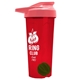 a translucent red tumbler & salmon lid & green mixing ball endurance shaker tumbler with drink - thru lid and mixing ball