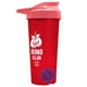 a translucent red tumbler & salmon lid & violet mixing ball endurance shaker tumbler with drink - thru lid and mixing ball