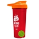 a translucent red tumbler & orange lid & lime green mixing ball endurance shaker tumbler with drink - thru lid and mixing ball