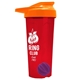 a translucent red tumbler & orange lid & violet mixing ball endurance shaker tumbler with drink - thru lid and mixing ball