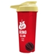 a translucent red tumbler & pastel yellow lid & black mixing ball endurance shaker tumbler with drink - thru lid and mixing ball