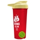 a translucent red tumbler & pastel yellow lid & lime green mixing ball endurance shaker tumbler with drink - thru lid and mixing ball
